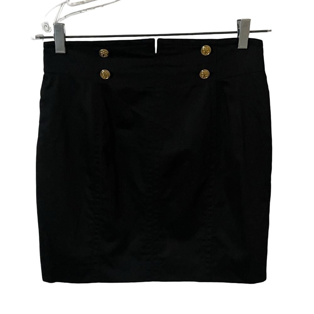 Laurel Black Mini Skirt With Gold Colour Buttons Size 40